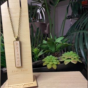 HANDMADE Necklace Artisan BALANCE Wood Pendant Statement Organic Eco Friendly